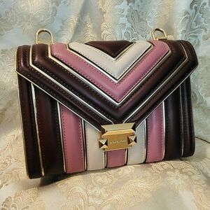 MICHAEL KORS Quilted Tri-Color Oxblood Whitney Colorblock w/out Strap